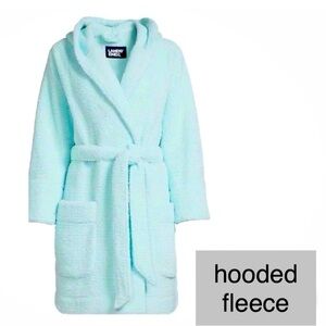 LANDSEND Women's Sherpa Hooded Robe Super Soft Fleece Robe